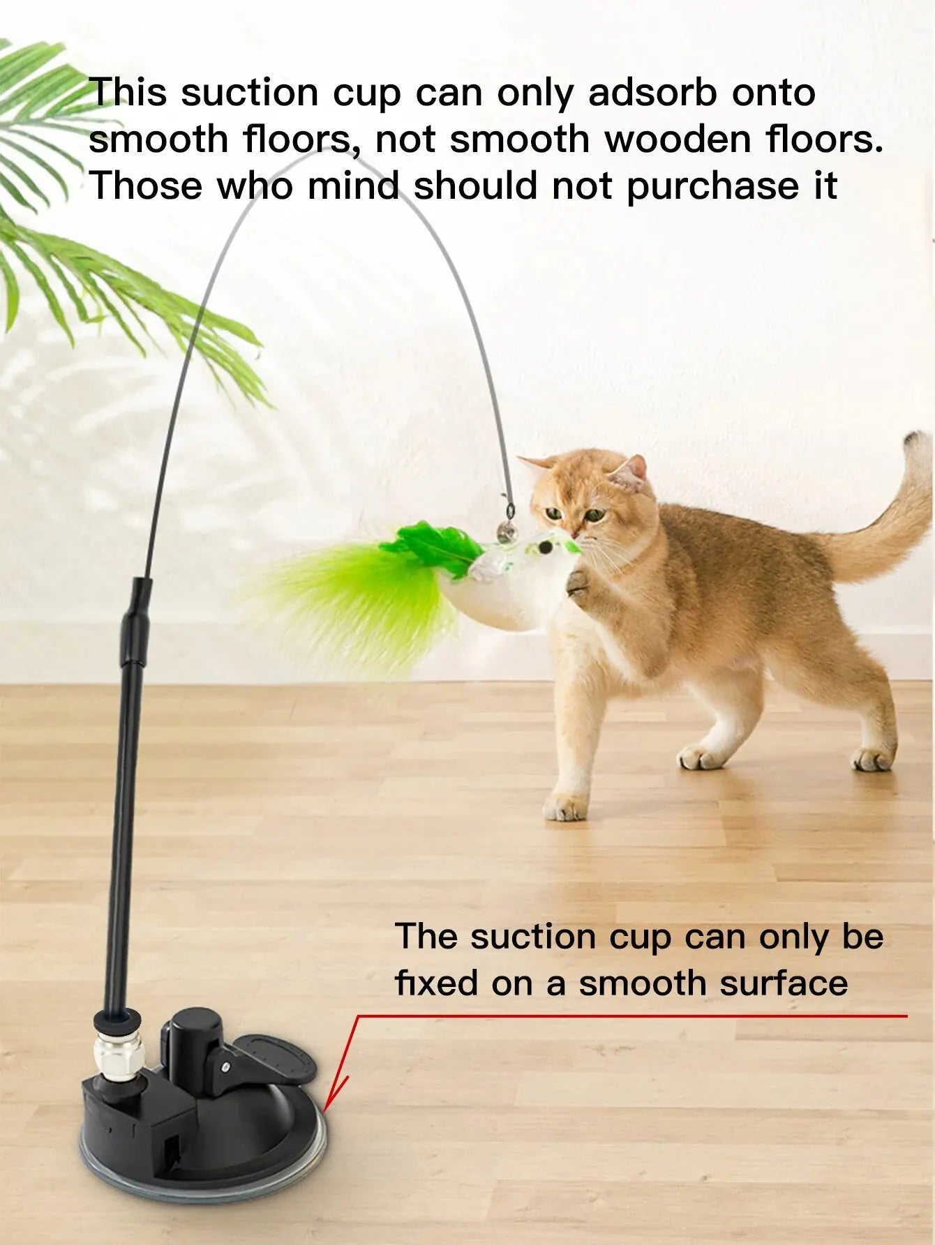 Interactive Cat Toy with Suction Cup, Feather, and Bell-My Little Pet