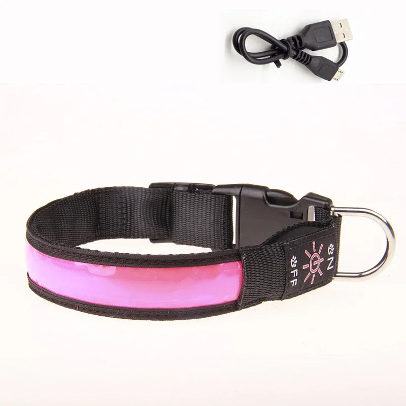 USB Rechargeable LED Dog Collar - Adjustable, Flashing Light Safety Collar for All Dog Sizes-My Little Pet