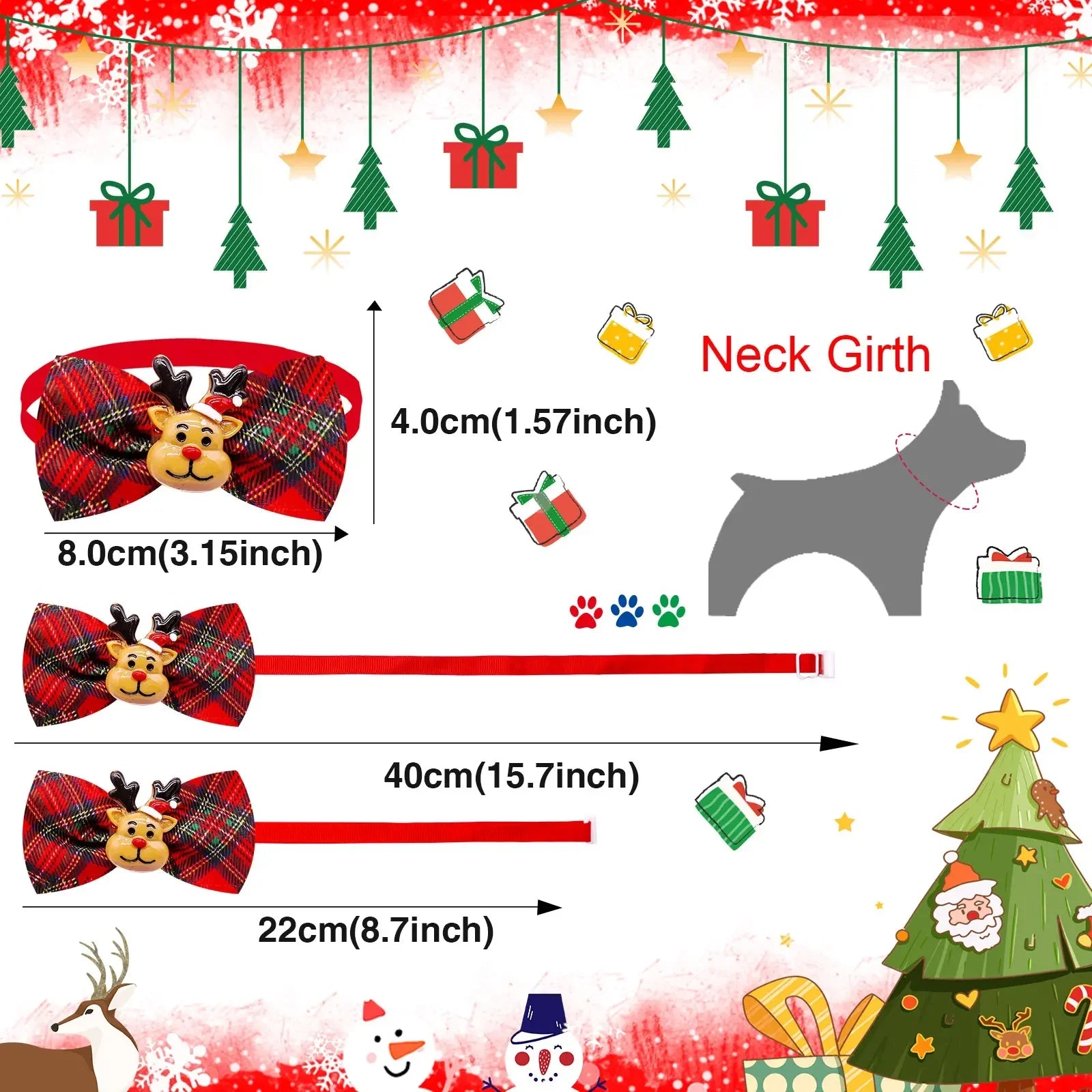 Festive Holiday Pet Bow Ties, Adjustable, Pack of 10-My Little Pet