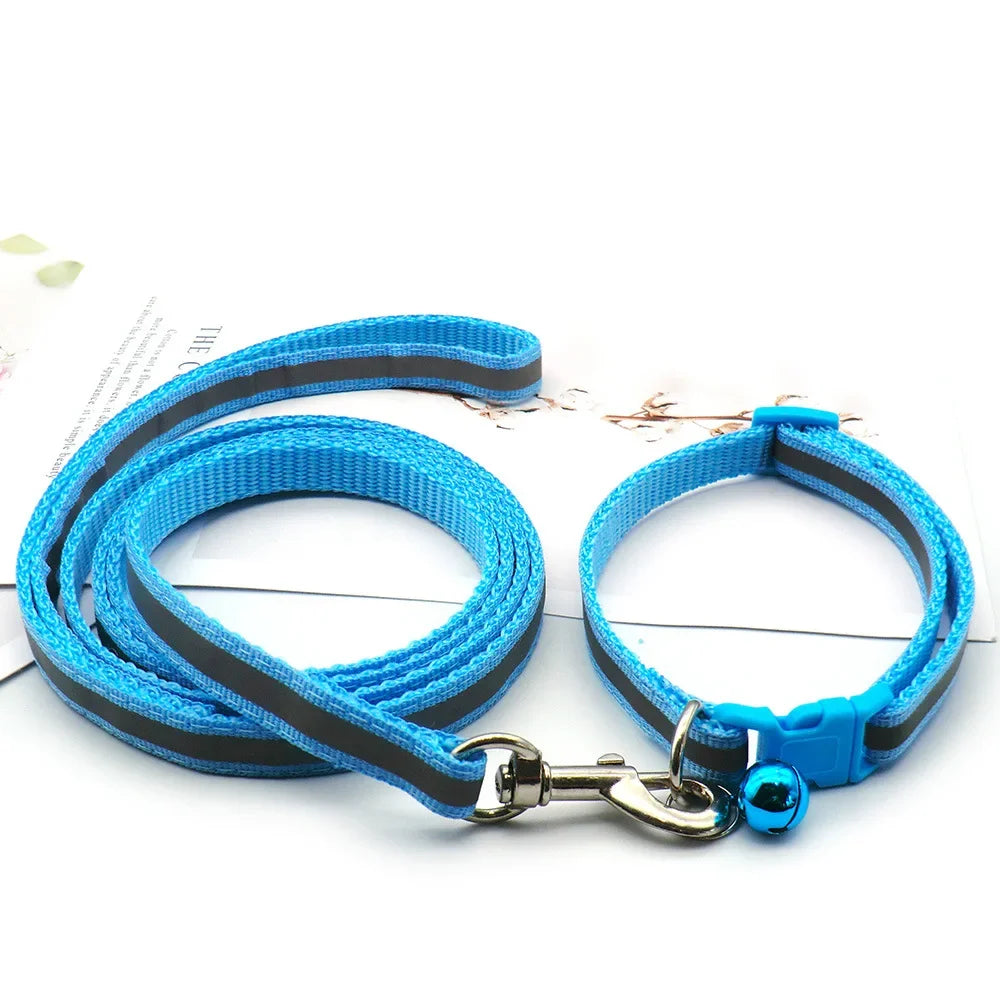 Adjustable Dog Leash and Collar Set with Paw Print Design-My Little Pet