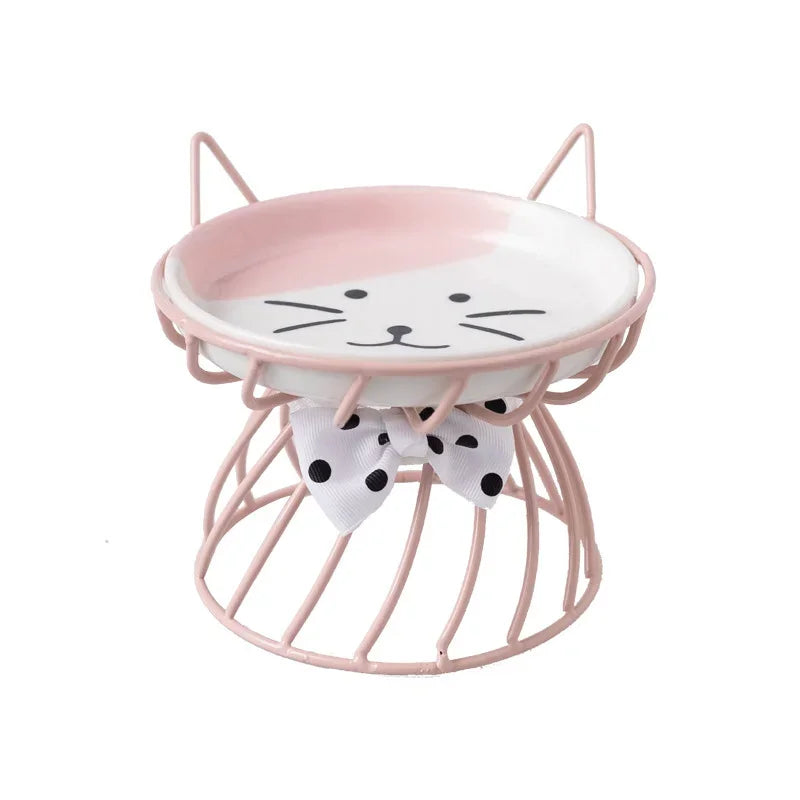 Elevated Ceramic Cat Bowl with High-Foot Design and Neck Guard-My Little Pet