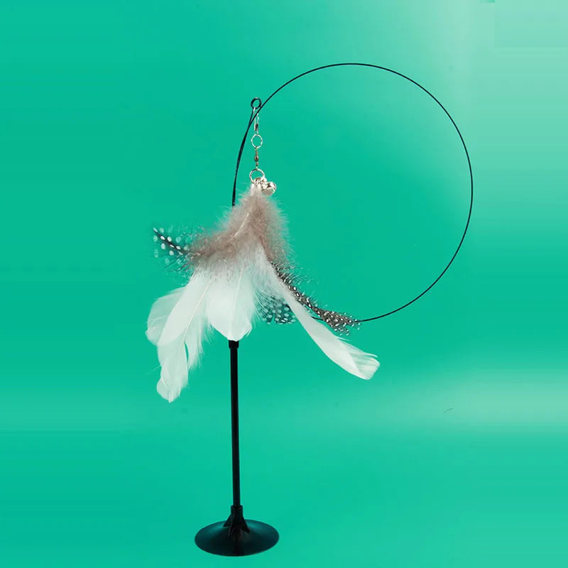 Interactive Cat Feather Toy with Suction Cup Base-My Little Pet