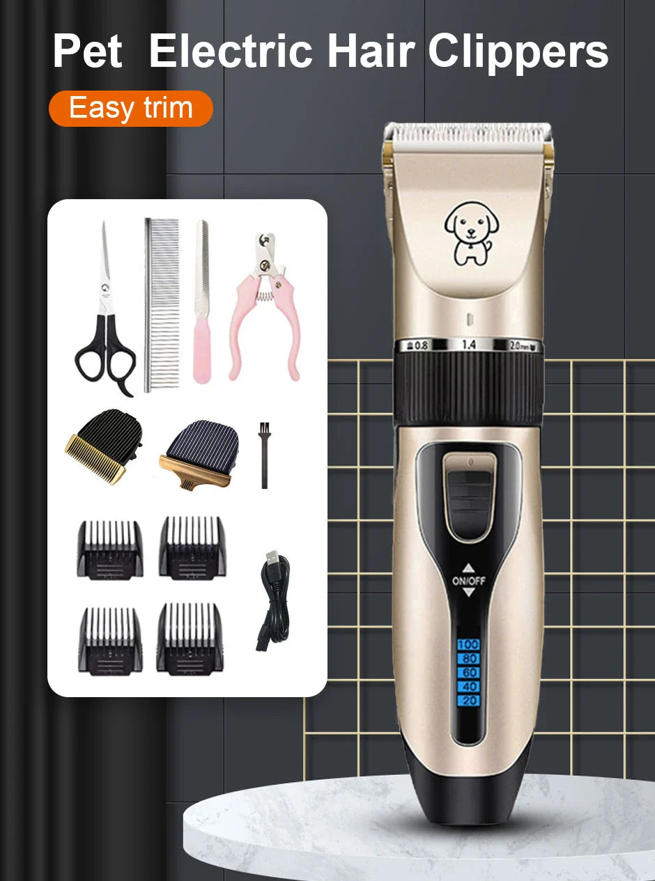 Professional Rechargeable Pet Hair Clipper Set - Low Noise Grooming for Dogs, Cats, and More-My Little Pet