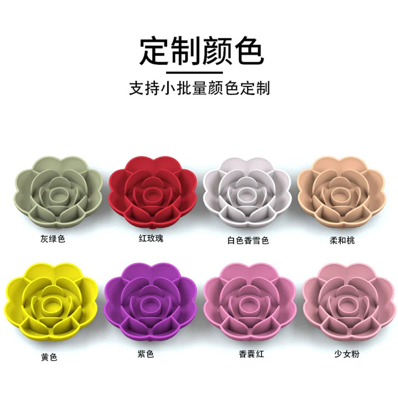 Rose-Shaped Silicone Slow Feeder Bowl for Dogs and Cats-My Little Pet