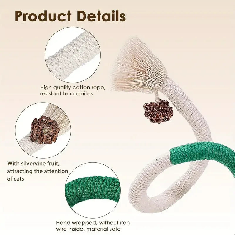 Interactive Cat Teaser Toy with Silvervine and Cotton Rope for Dental Health-My Little Pet