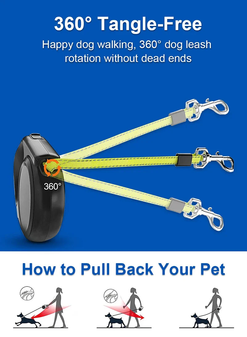 Retractable Dog Leash with Reflective Strip - 5m, for Dogs up to 20kg-My Little Pet