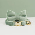 Velvet Cat Collar with Bowknot - Personalized Cat Collar with Bell-My Little Pet