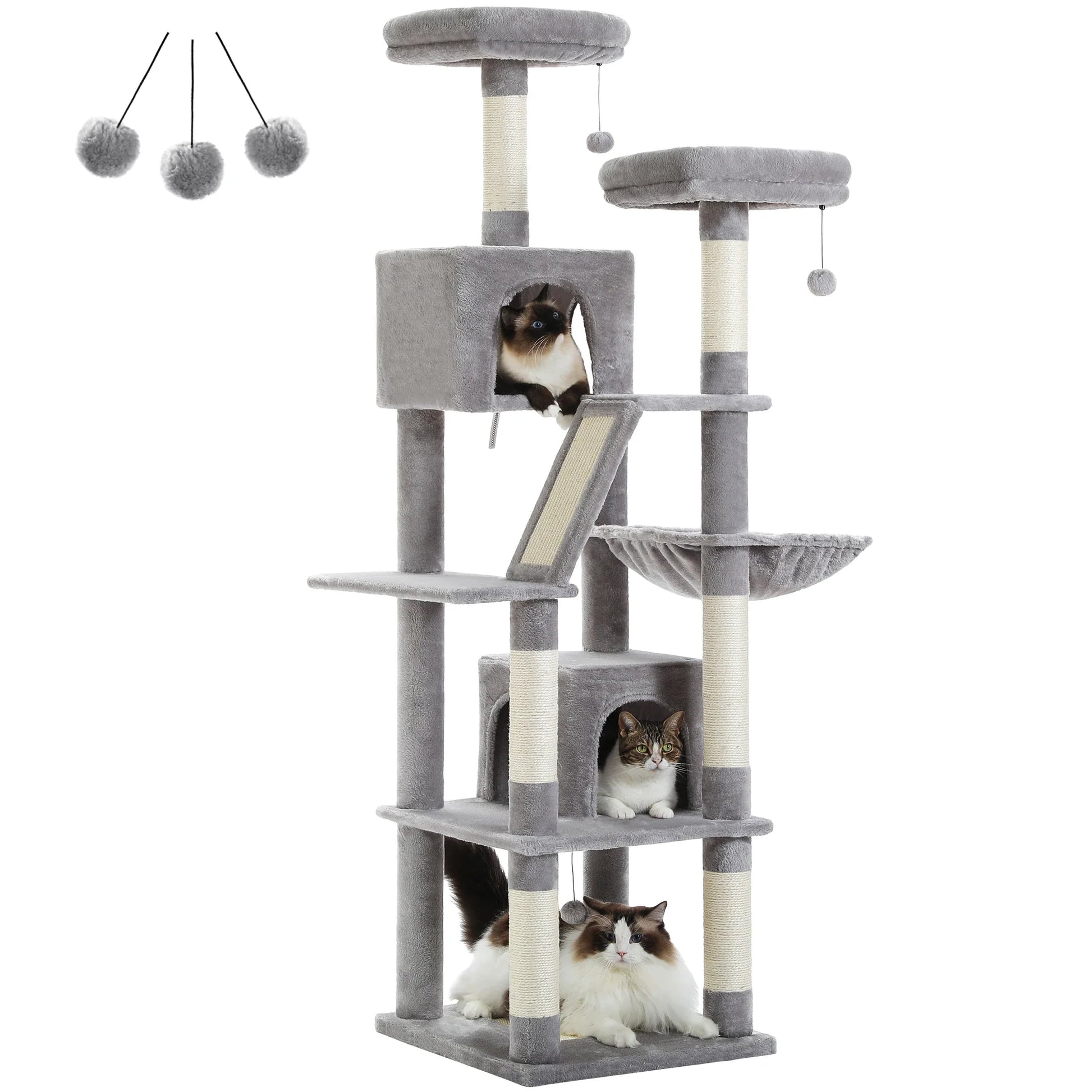 Multi-Level Cat Tree with Scratching Posts and Condos-My Little Pet