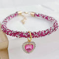 Luxury Adjustable Pet Collar with Diamond Zircon Heart Pendant-My Little Pet