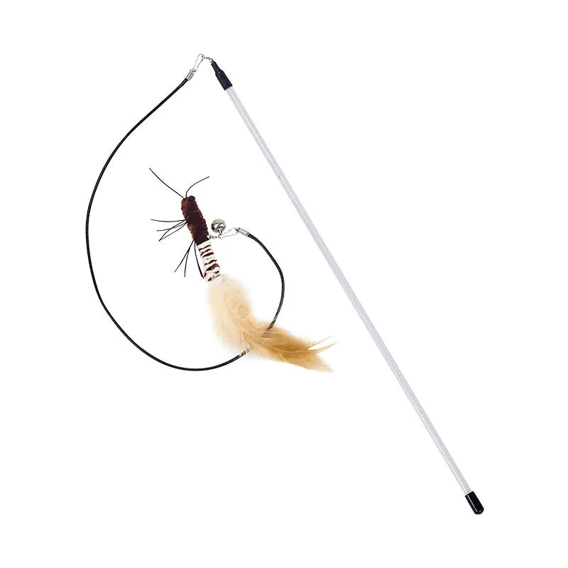 Dr.DC Interactive Teasing Cat Stick with Insect, Dragonfly & Feather Toys - Fun Pole for Play & Training-My Little Pet