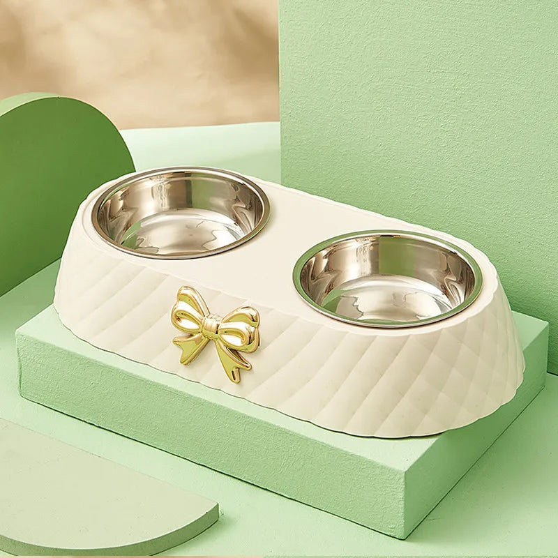 Elegant Double Stainless Steel Pet Bowls for Cats and Dogs-My Little Pet