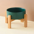 Ceramic and Wood Elevated Pet Feeder for Dogs-My Little Pet