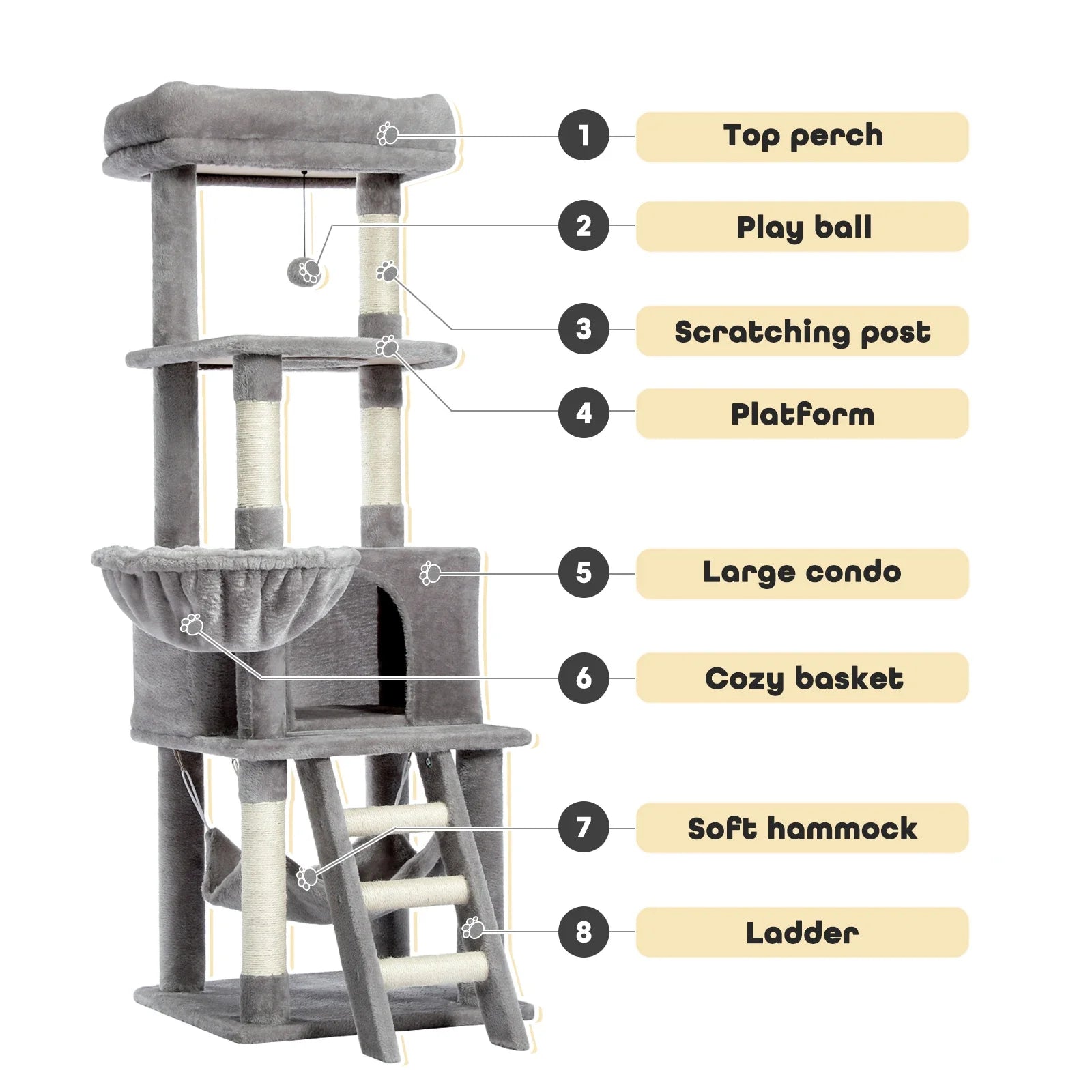 Multi-Level Cat Tree with Condo and Scratching Posts-My Little Pet