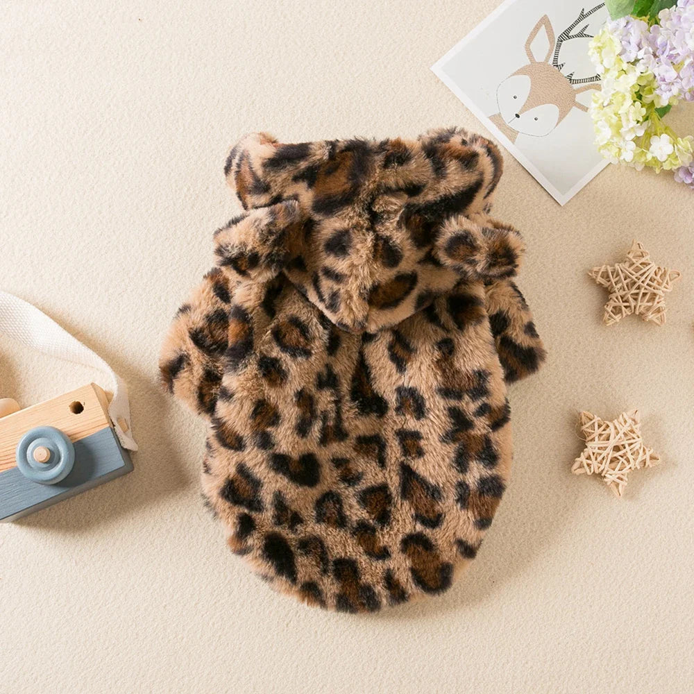 Warm Fleece Leopard Print Dog Hoodie for Small Dogs - Autumn/Winter Collection-My Little Pet