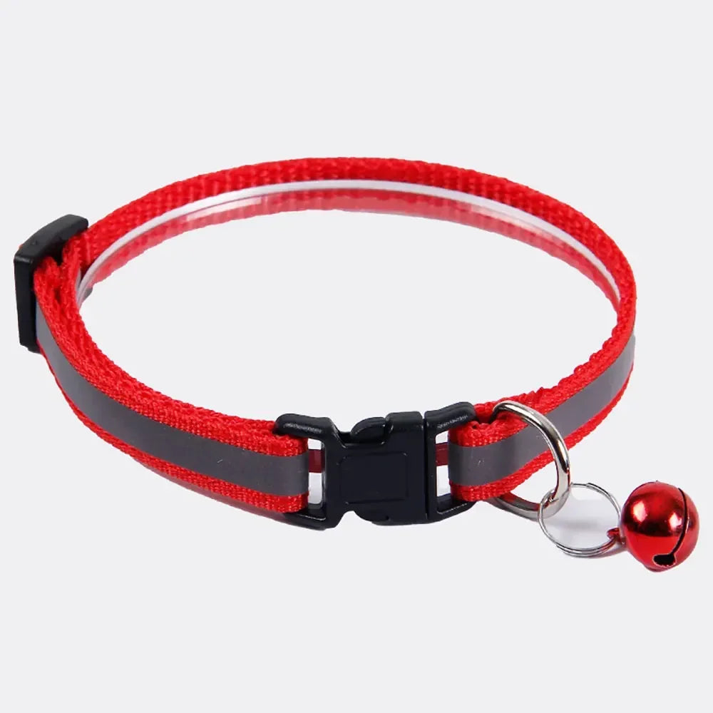 Adjustable Reflective Pet Collar with Bell for Dogs and Cats-My Little Pet