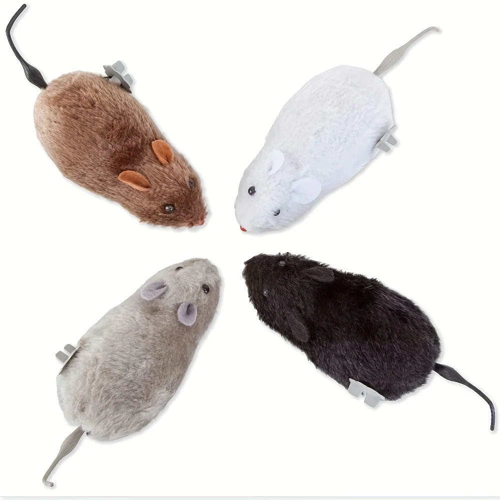 Multi-Purpose Plush Mouse Toy with Wind-Up Mechanism-My Little Pet