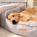 Luxurious Waterproof L-Shaped Dog Bed for Large Breeds-My Little Pet