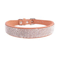 Elegant Suede Leather Dog Collar with Rhinestones-My Little Pet