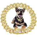 Luxury Bling Dog and Cat Collar - 15MM Cuban Chain with Zirconia Diamonds-My Little Pet