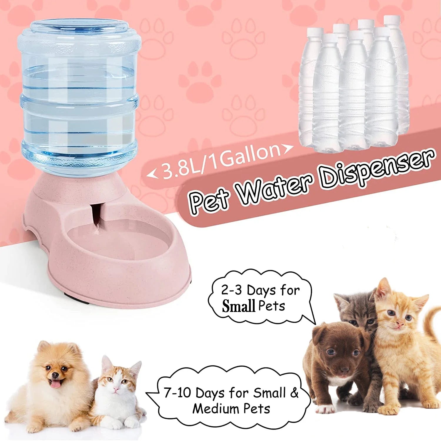 Automatic Water Dispenser and Large-Capacity Pet Feeder – Food and Water Bowl for Cats and Small Dogs - My Little Pet