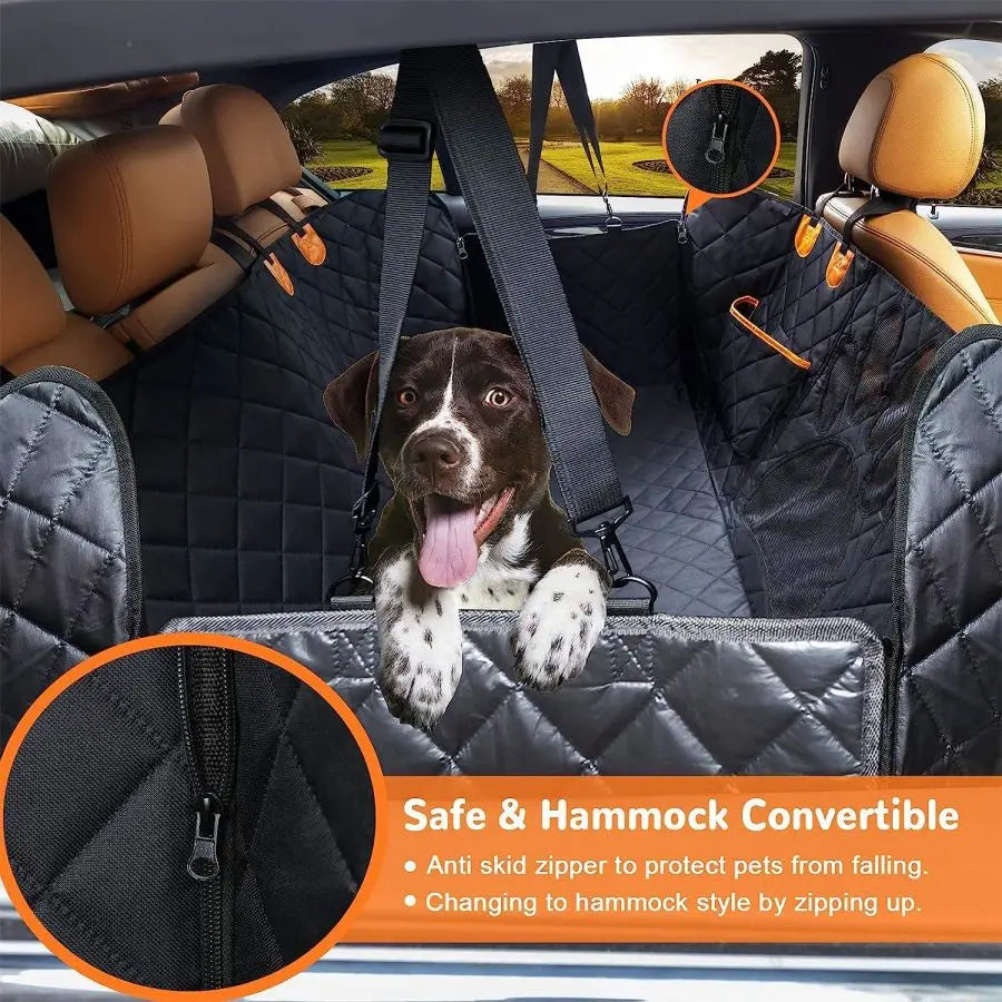 Waterproof Dog Car Seat Cover with Mesh Window and Zipper for Back Seat Protection-My Little Pet