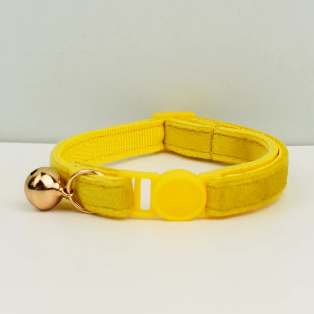 Velvet Cat Collar with Adjustable Safety and Bell-My Little Pet