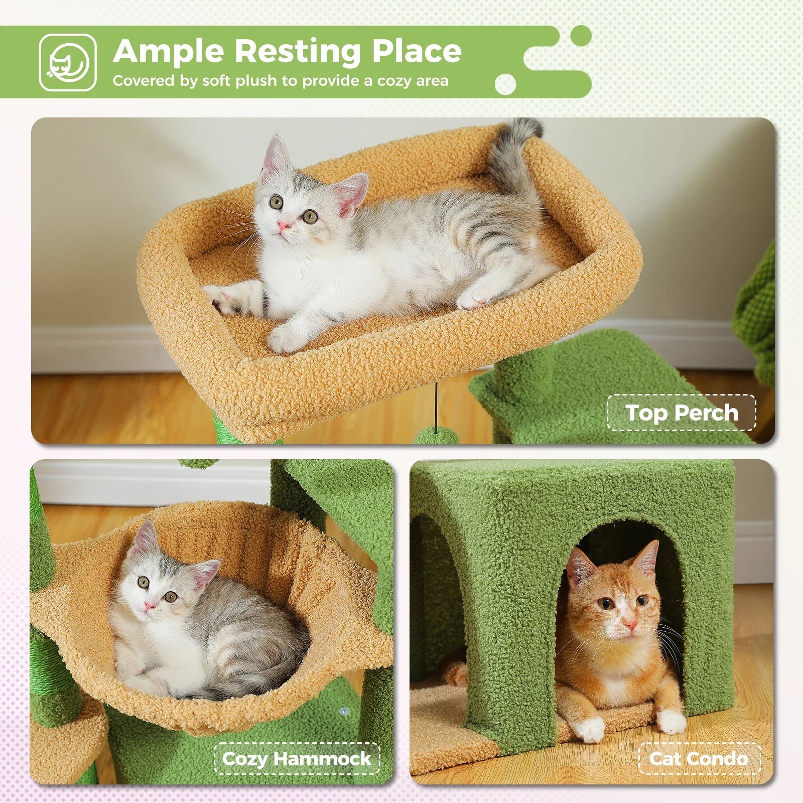 Indoor Cat Tree with Hammock, Condo, and Scratching Posts-My Little Pet