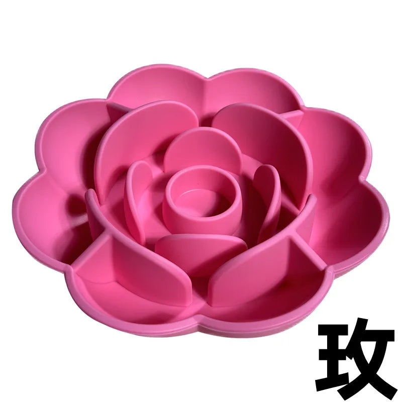 Rose-Shaped Silicone Slow Feeder Bowl for Dogs and Cats-My Little Pet