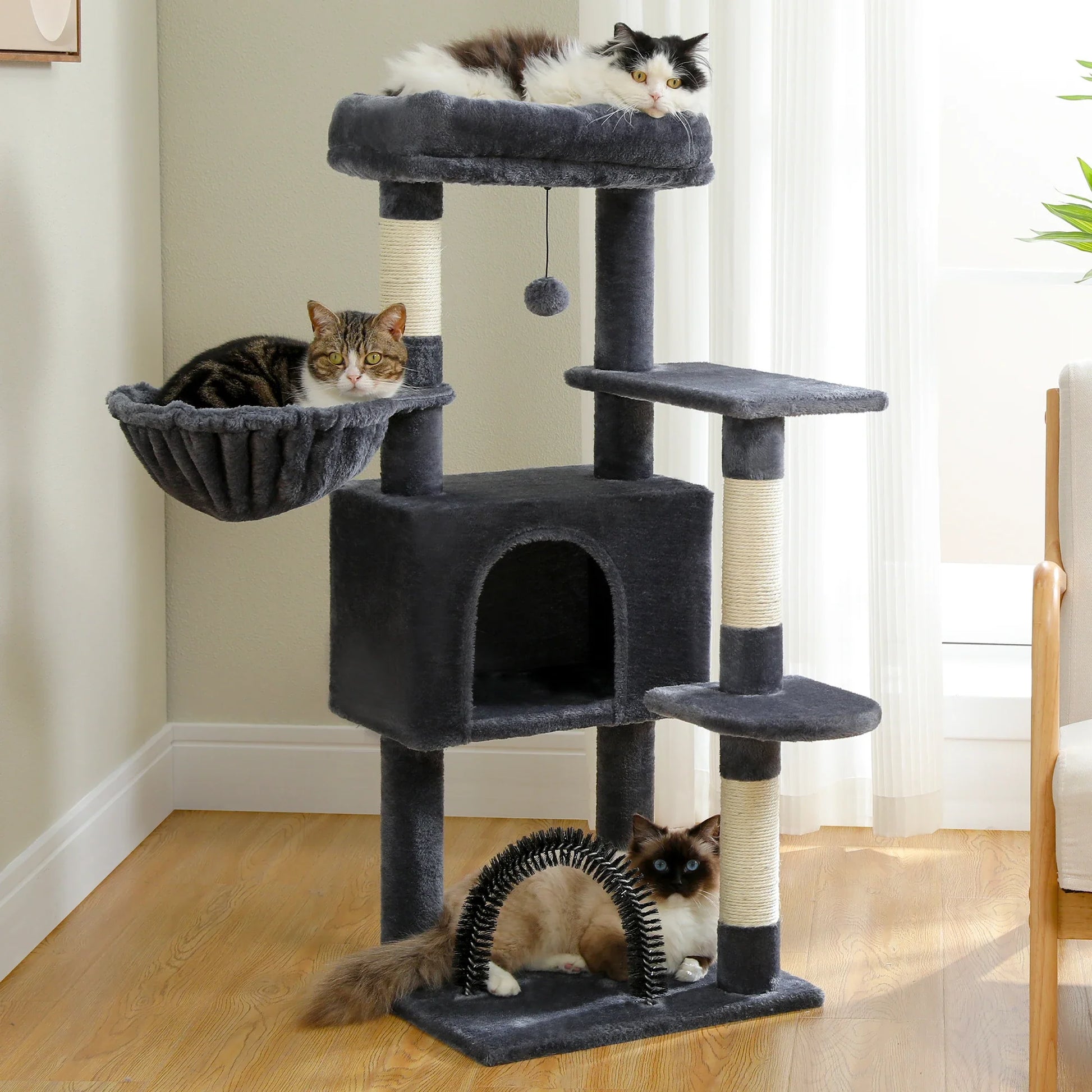 Indoor Cat Tree Tower with Self Groomer-My Little Pet