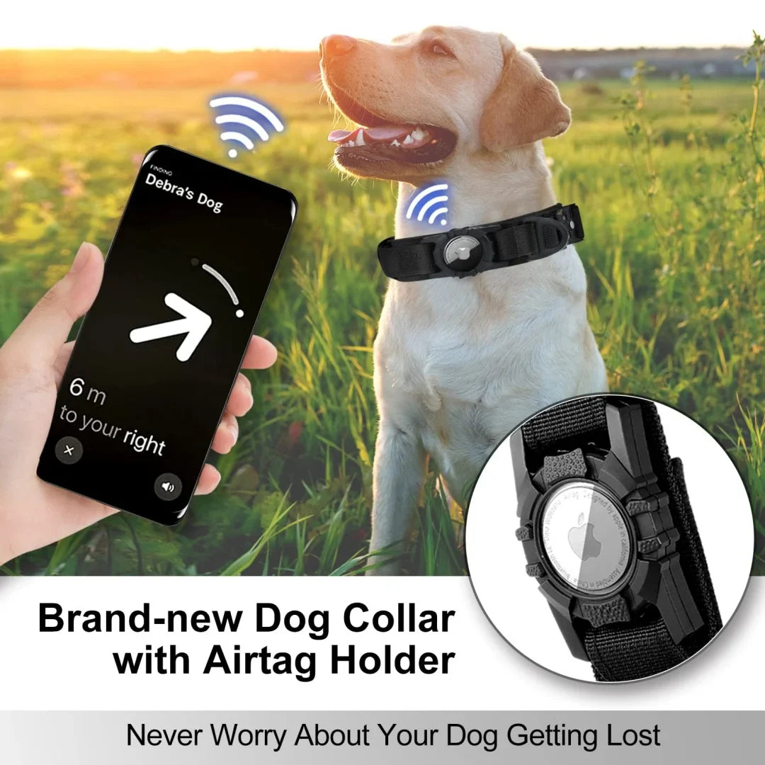 Adjustable Tactical Dog Collar with AirTag Holder for Medium and Large Dogs-My Little Pet