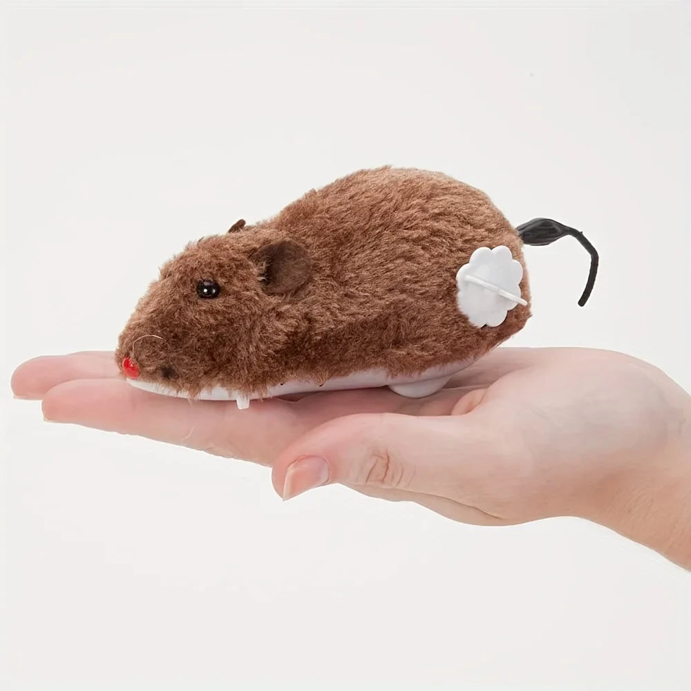 Multi-Purpose Plush Mouse Toy with Wind-Up Mechanism-My Little Pet