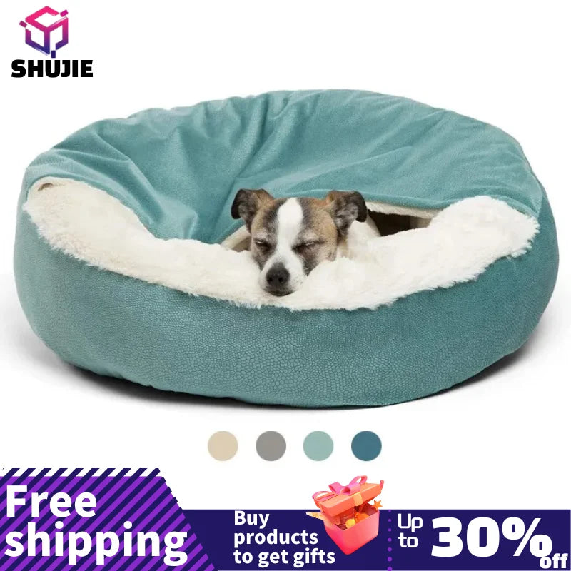 Orthopedic Pet Bed with Integrated Hooded Blanket-My Little Pet