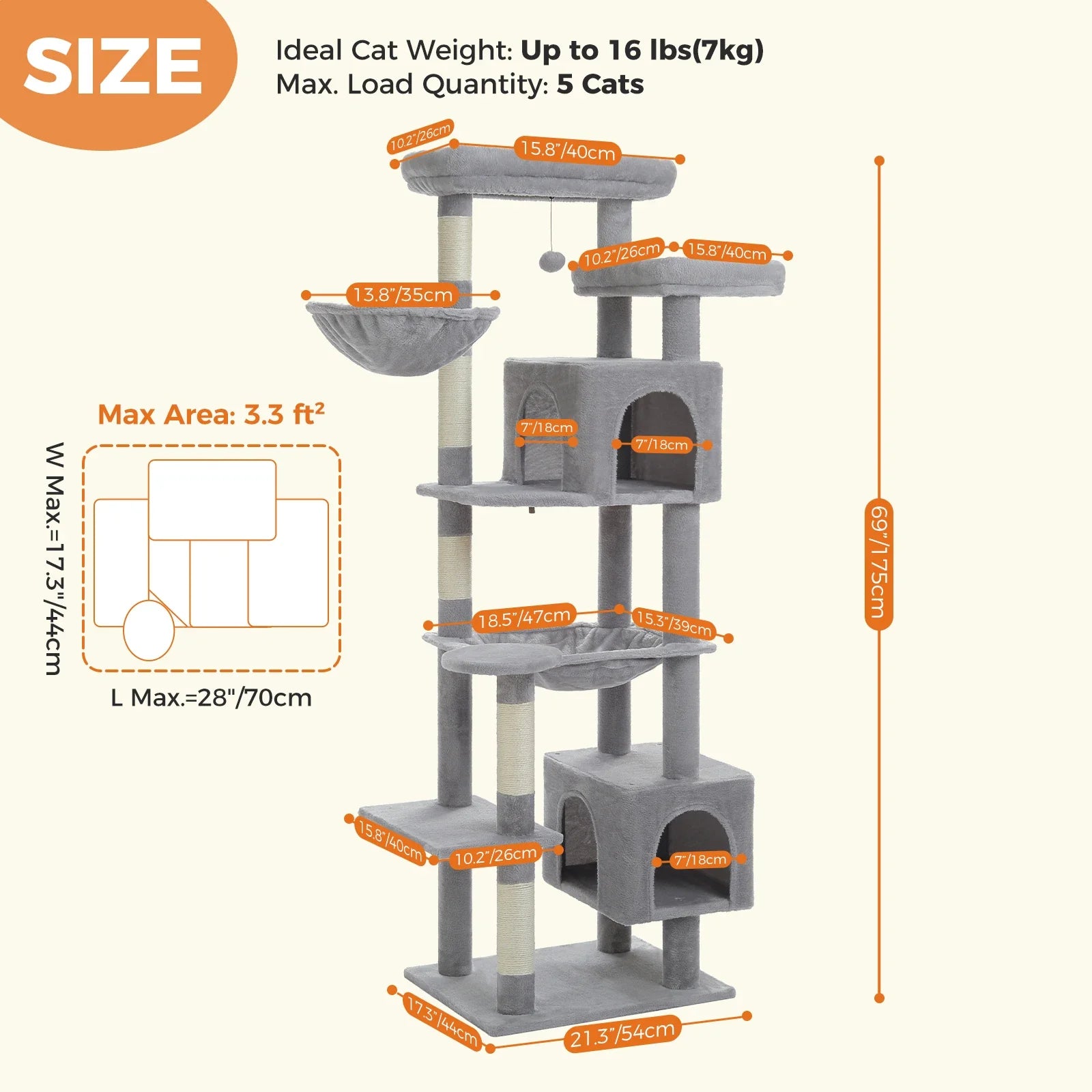 Multi-Level Cat Tree with Scratching Posts and Condos-My Little Pet