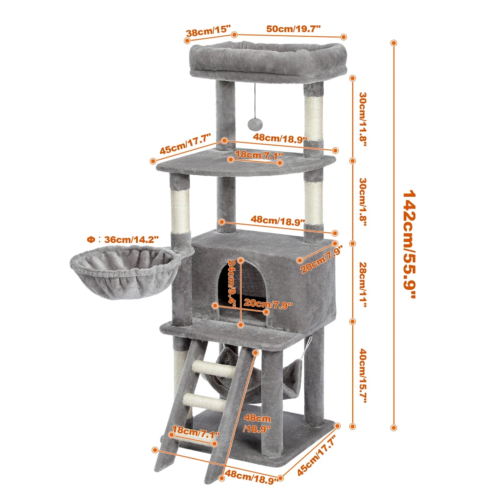 Multi-Level Cat Tree Tower with Scratching Post and Cozy Condo-My Little Pet