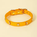 Stylish Soft Leather Cat Collar with Star and Moon Rivets-My Little Pet