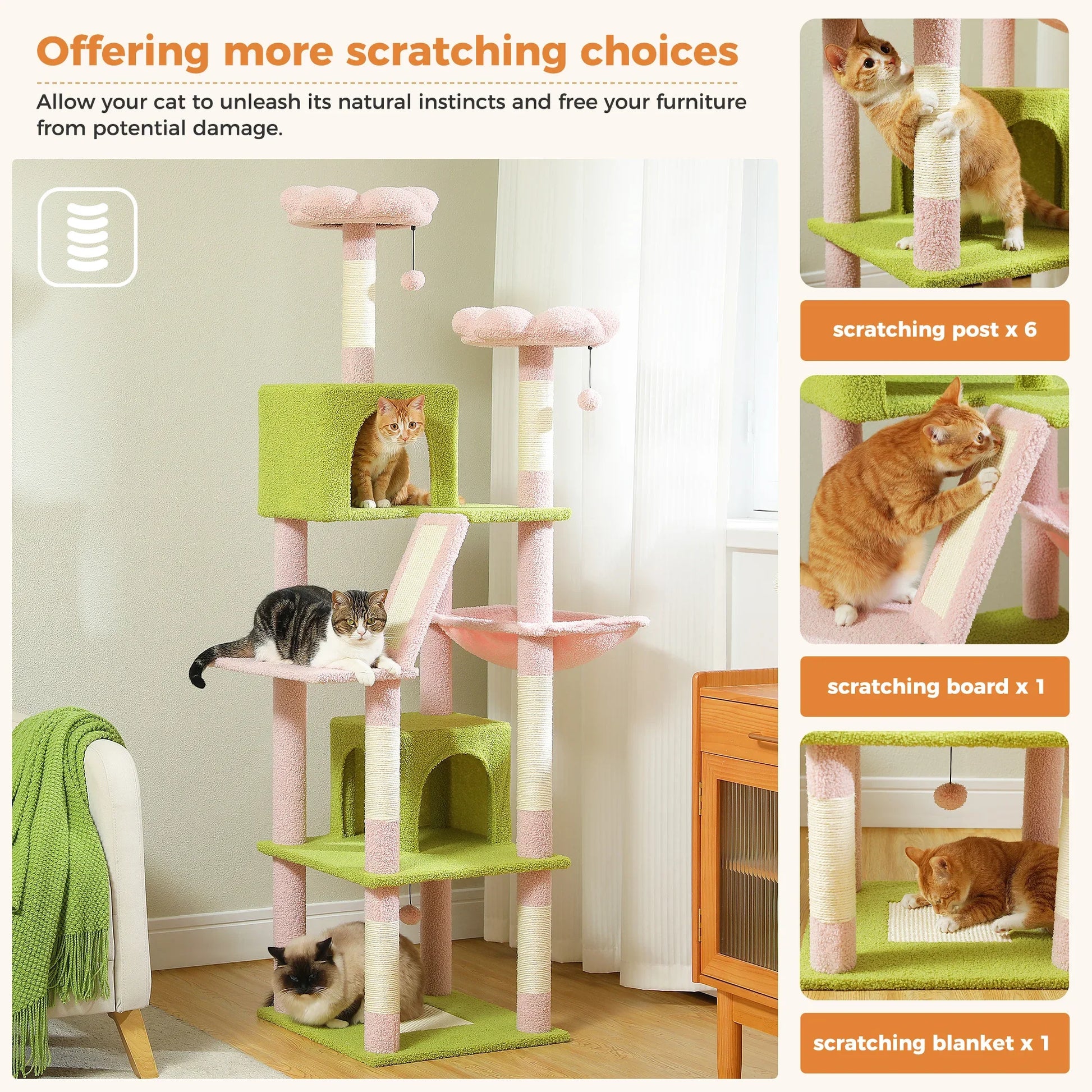 Multi-Level Cat Tree with Scratching Posts and Condos-My Little Pet