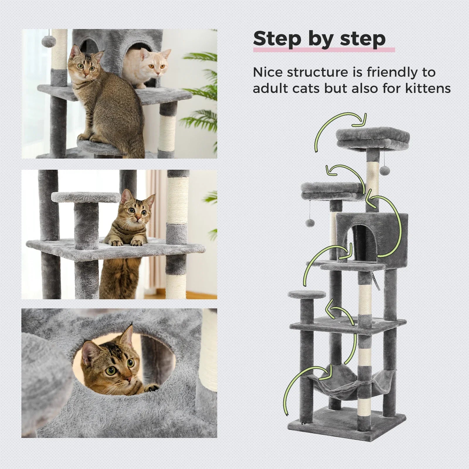 Multi-Level Cat Tree Tower with Scratching Post and Cozy Condo-My Little Pet