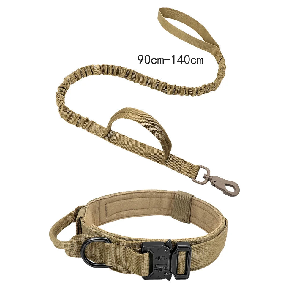 Adjustable Tactical Dog Collar with Matching Leash Set - Durable Nylon for Training and Walking-My Little Pet