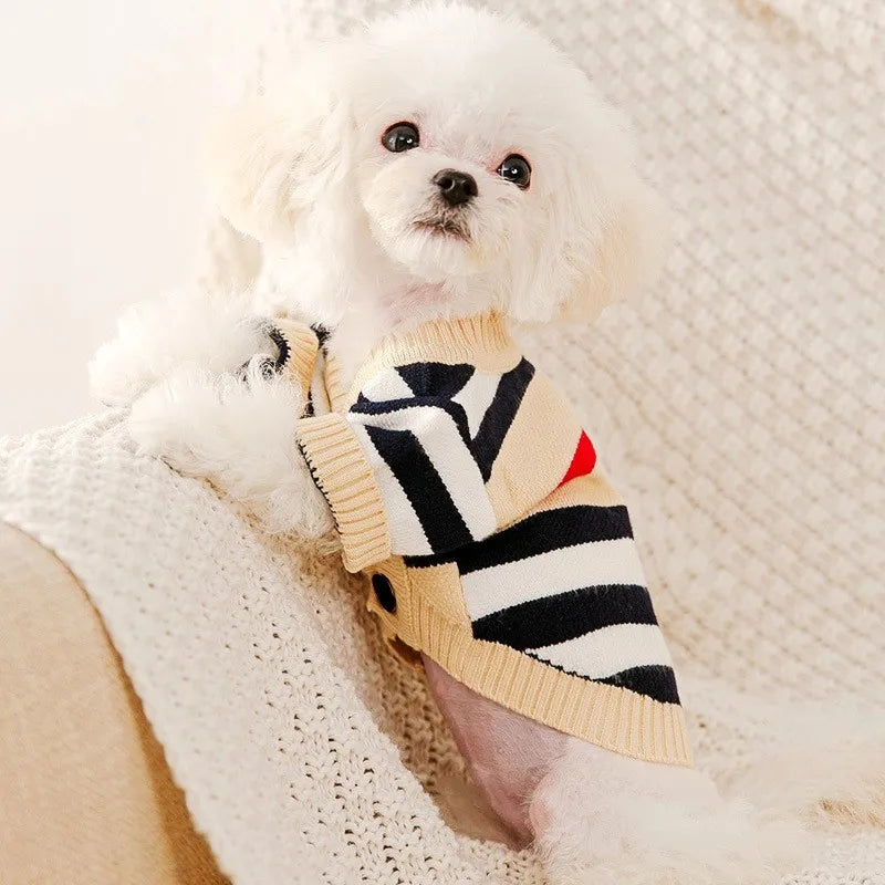 Luxury Striped Sweater for Small Pets - Chihuahua, Bichon Frise, and Cats-My Little Pet