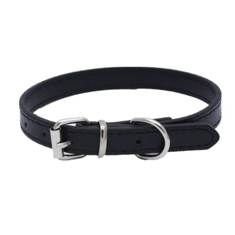 Adjustable Leather Dog and Cat Collar with Alloy Buckle-My Little Pet