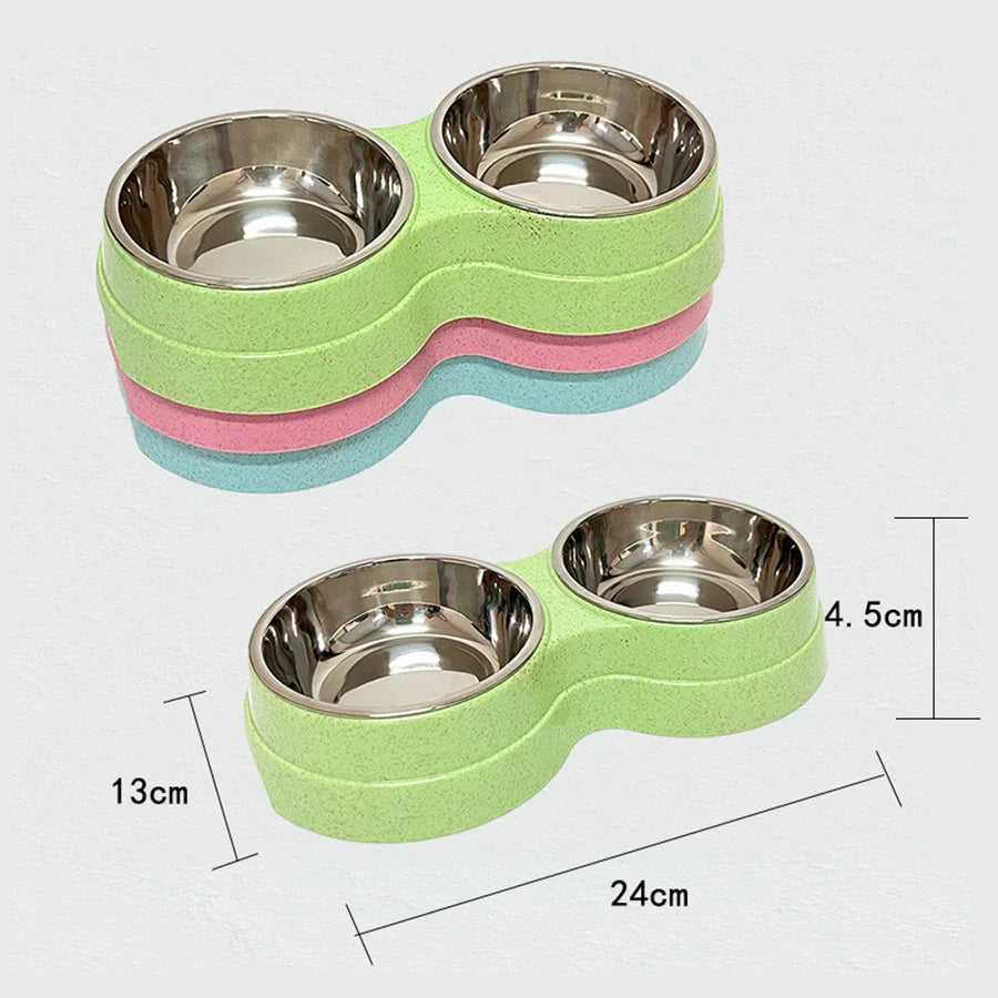 Eco-Friendly Wheat Straw Double Bowl for Dogs-My Little Pet