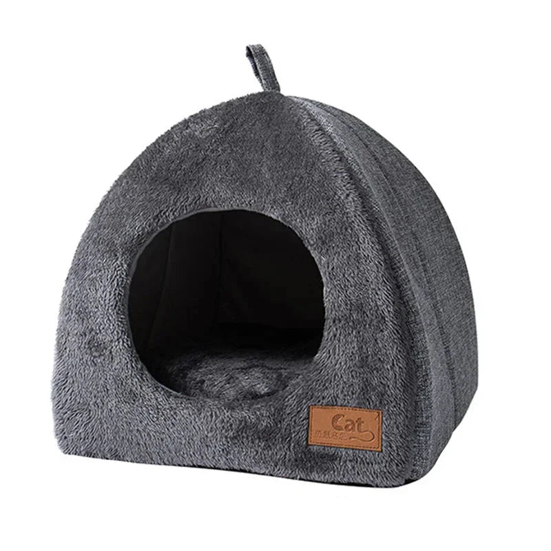 Cozy Winter Cat Bed - Plush Foldable Pet House for Cats and Small Dogs-My Little Pet