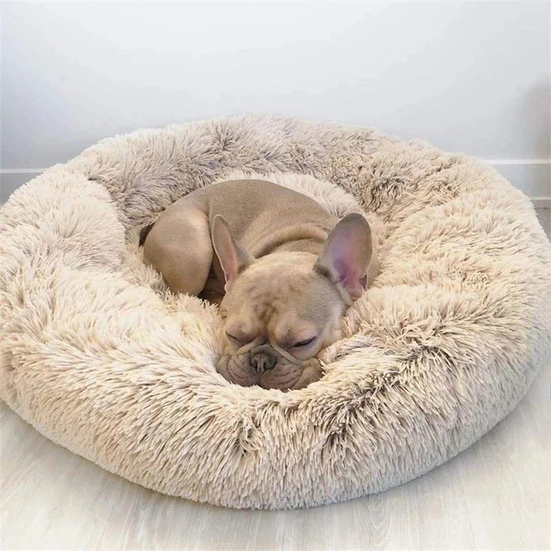 Round Plush Pet Bed – Cozy and Warm for Cats and Dogs-My Little Pet