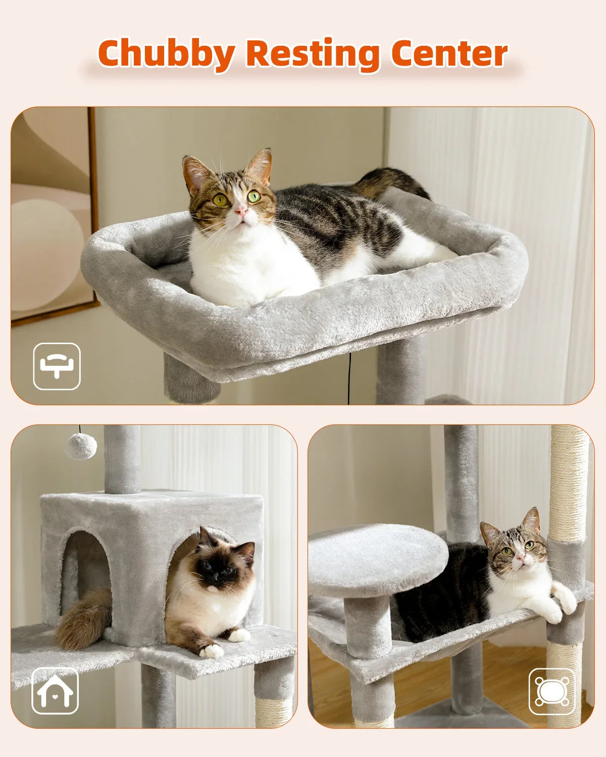 Multi-Level Cat Tree with Condo and Scratching Posts-My Little Pet