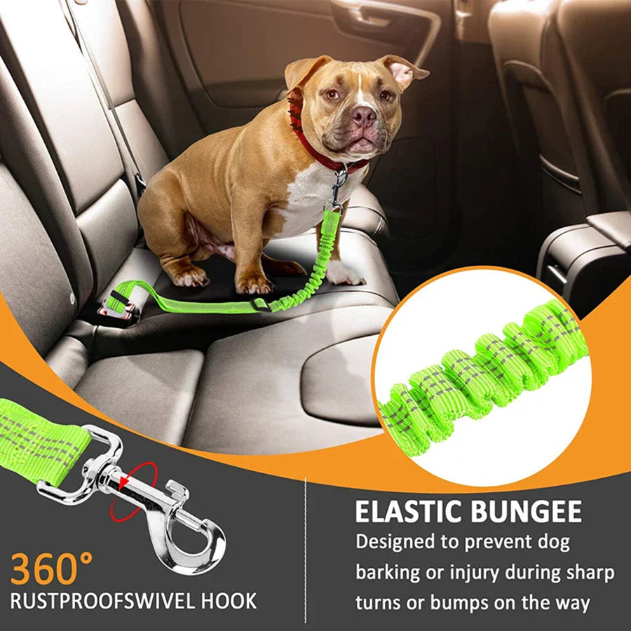 Elastic Reflective Safety Dog Seat Belt Leash for Car Travel - My Little Pet