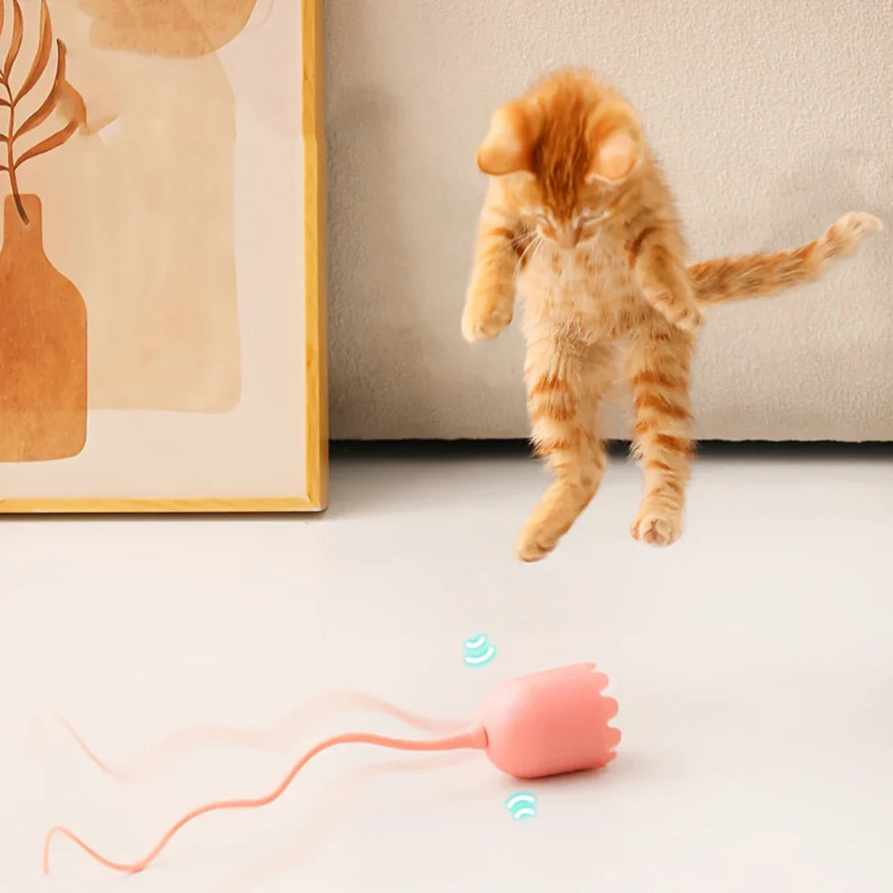 Interactive Electric Cat Teaser with Rotating Silicone Tail-My Little Pet