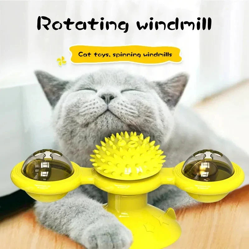 Interactive Windmill Cat Toy with Freeze-Dried Catnip-My Little Pet