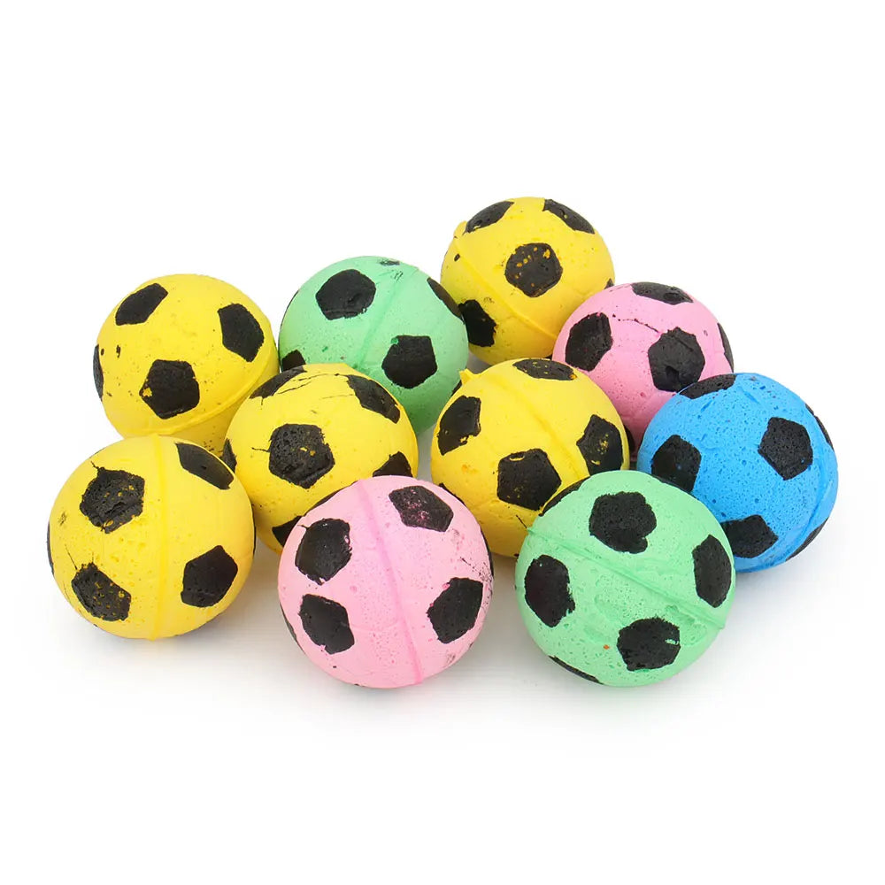 10-Pack Colorful Foam Soccer Ball Cat Toys-My Little Pet