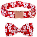 Personalized Christmas Dog Collar with Bow - Red Santa Design for All Sizes-My Little Pet