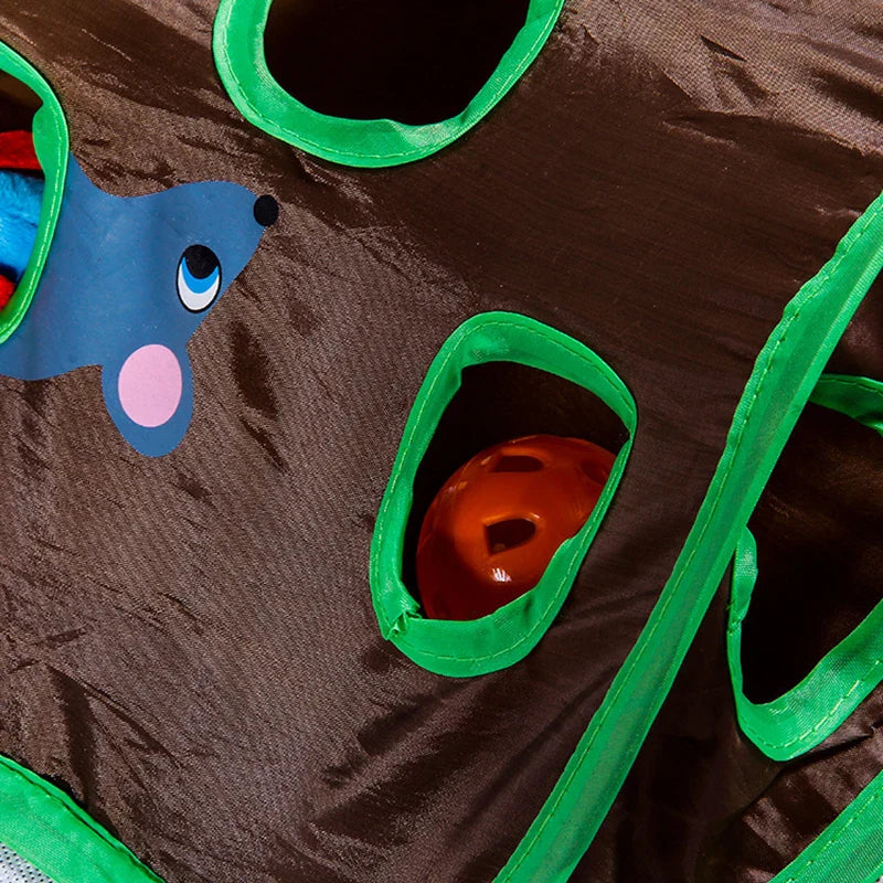 Interactive Cat Tunnel Toy with 9 Holes and Bell Tent-My Little Pet